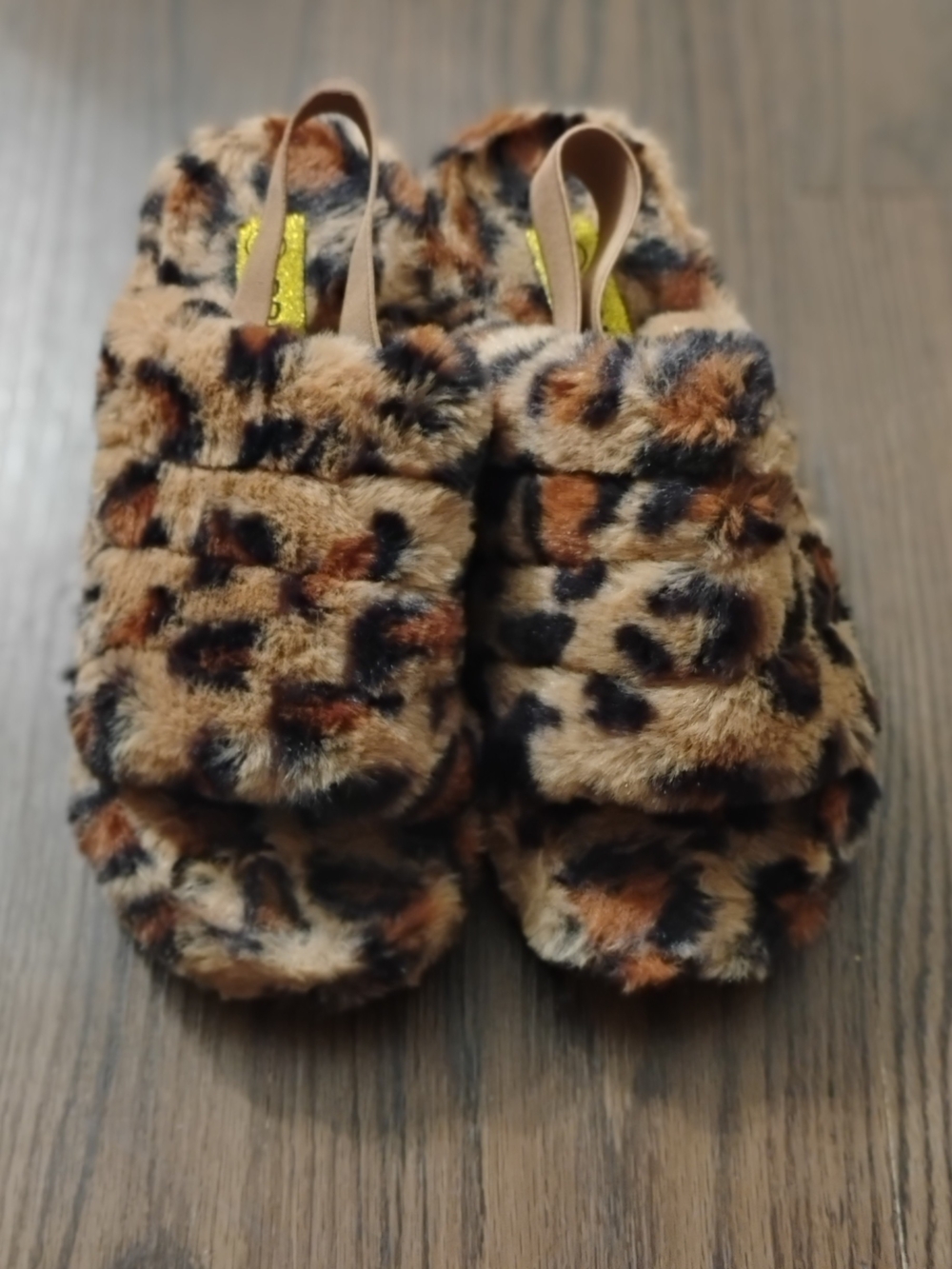 Leopard Print Faux Fur Slip-On Shoes - Brown